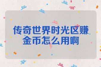 传奇世界时光区赚金币怎么用啊