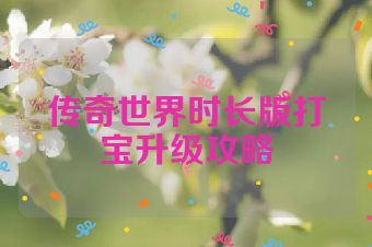 传奇世界时长版打宝升级攻略