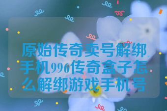 原始传奇卖号解绑手机996传奇盒子怎么解绑游戏手机号