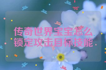 传奇世界宝宝怎么锁定攻击目标技能