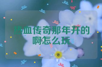 热血传奇那年开的啊怎么玩