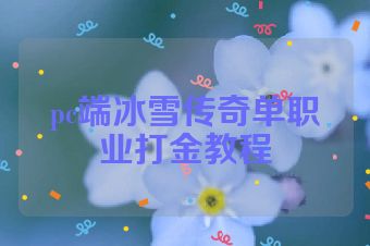 pc端冰雪传奇单职业打金教程