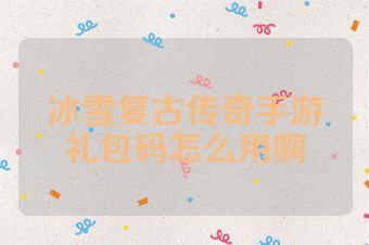 冰雪复古传奇手游礼包码怎么用啊