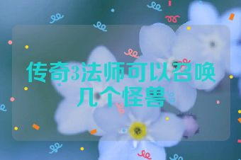 传奇3法师可以召唤几个怪兽