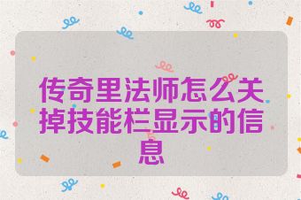 传奇里法师怎么关掉技能栏显示的信息