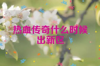 热血传奇什么时候出新区