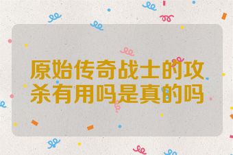 原始传奇战士的攻杀有用吗是真的吗