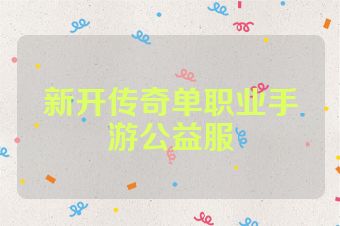新开传奇单职业手游公益服