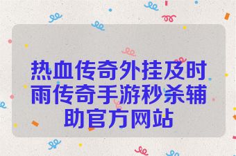 热血传奇外挂及时雨传奇手游秒杀辅助官方网站